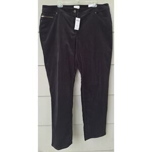 chico's Corduroy Slim Leg Black Casual Pants Size 3.5 = XL Size 18 Cotton $89
